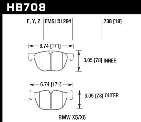 Hawk 18-19 BMW X6 xDrive35i 3.0L HPS 5.0 Front Brake Pads