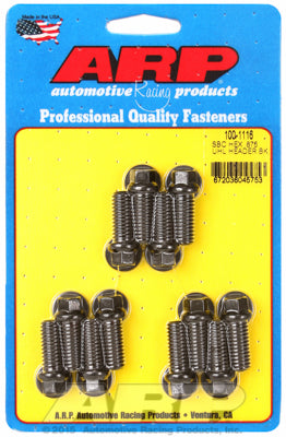 Header Bolt Kit for Chevy Small Block 3/8in Dia, 0.875in UHL Black Oxide Hex Head