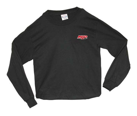 MSD T-Shirt; Long Sleeve; MSD Racing Logo Left Front; 100% Cotton; Black; Large;