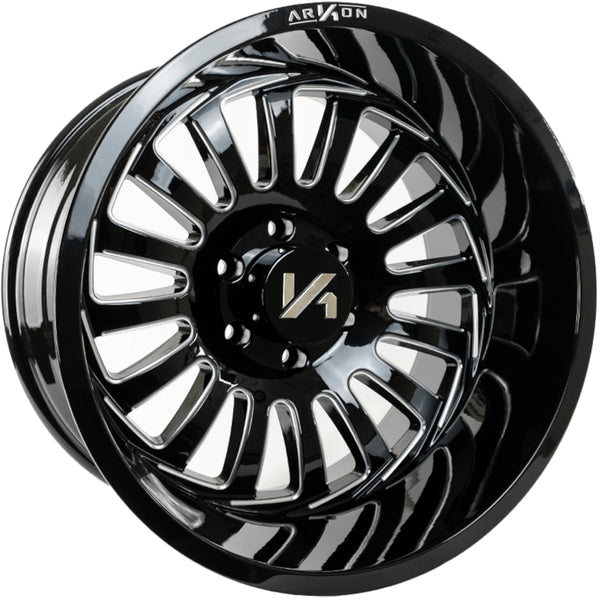Alexander Off Road Wheels Gloss Black Milled Edges 22x14 8x6.5 -81 125