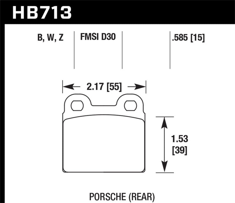 Hawk 65-69 Porsche 911/912 DTC-30 Race Rear Brake Pads