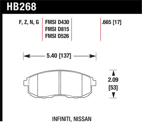 Hawk 1999-2000 Infiniti G20 HPS 5.0 Front Brake Pads