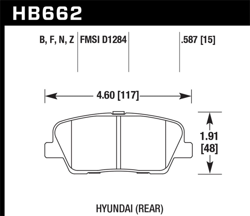 Hawk 10 Hyundai Genesis Coupe (w/o Brembo Breaks) HP+ Autocross 15mm Rear Brake Pads