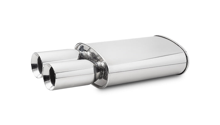 STREETPOWER Oval Muffler w/ Dual 3.5in Round Tips (3in inlet)