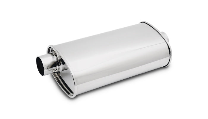 STREETPOWER Oval Muffler, 2.25in inlet/outlet (Offset-Center)