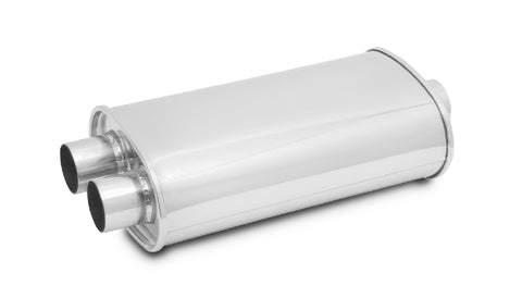 STREETPOWER Oval Muffler, 2.5in inlet (Center In - Dual Out)