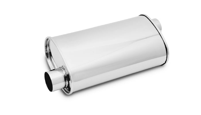 STREETPOWER Oval Muffler, 2.5in inlet/outlet (Offset-Offset)