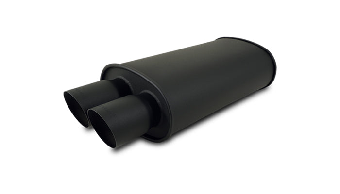 STREETPOWER FLAT BLACK Oval Muffler with Dual Tips (2.5in inlet)
