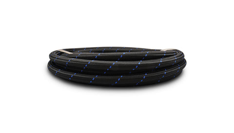 Braided Flex Hose, Nylon, Black/Blue, Size: -8AN, Hose ID: 0.44in, 5ft Roll