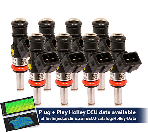 1200cc (130 lbs/hr at OE 58 PSI fuel pressure) FIC Fuel  Injector Clinic Injector Set for Holley GM composite intakes (High-Z) (ish03-1200h)