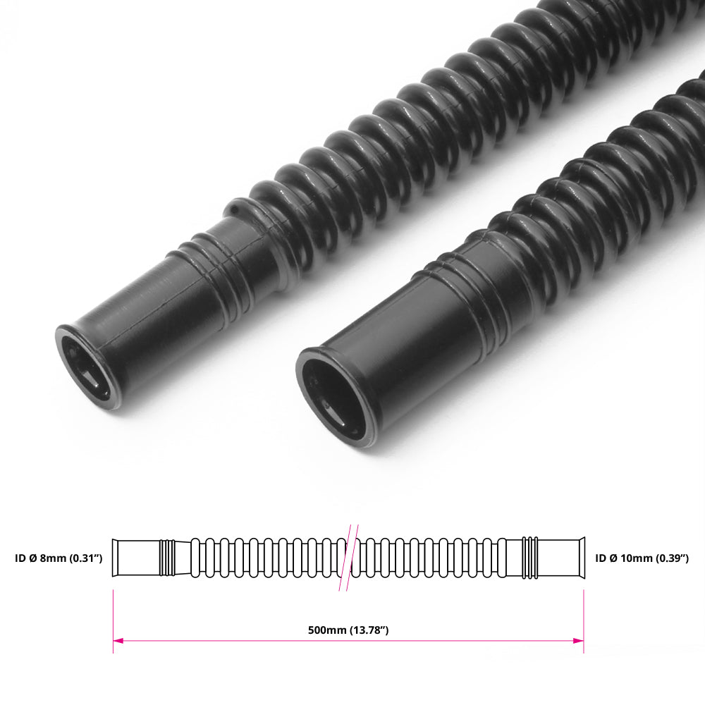 Convoluted black nylon in-tank fuel hose Ø8/10mm 500mm