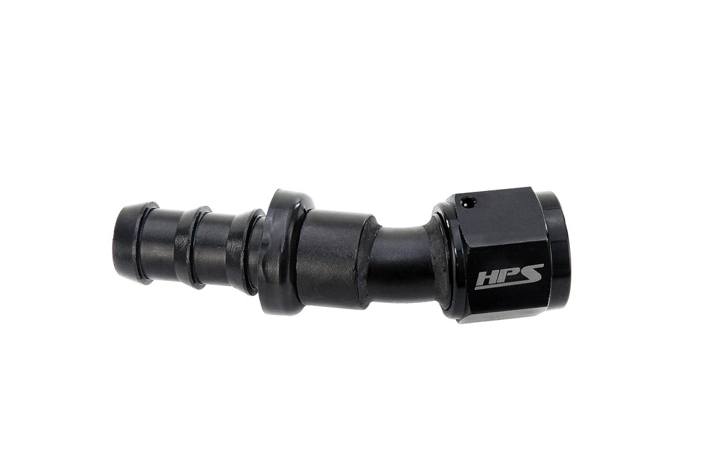 HPS Performance 30 Degree -12 Push-on Hose End to AN Female Aluminum Black