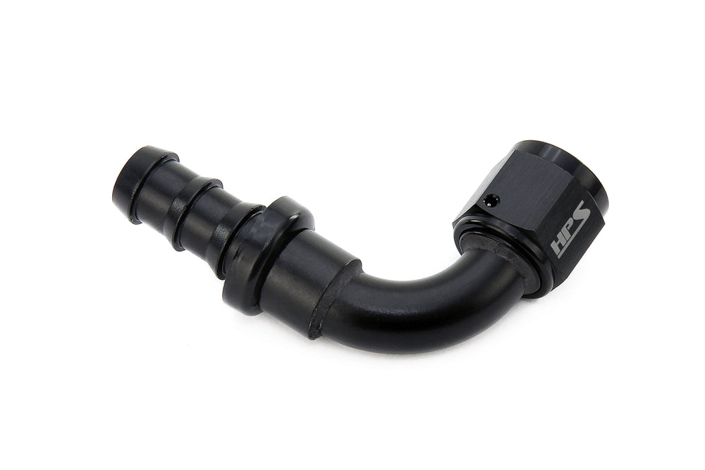 HPS Performance 90 Degree -12 Push-on Hose End to AN Female Aluminum Black