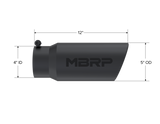 MBRP Universal Tip 5 O.D. Angled Rolled End 4 inlet 12 length - Black Finish