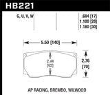 Hawk AP Racing/Wilwood ER-1 Motorsport Brake Pads