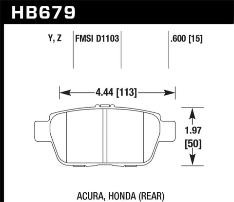 Hawk 2006-11 Honda Ridgeline Street Performance Ceramic Rear Brake Pads