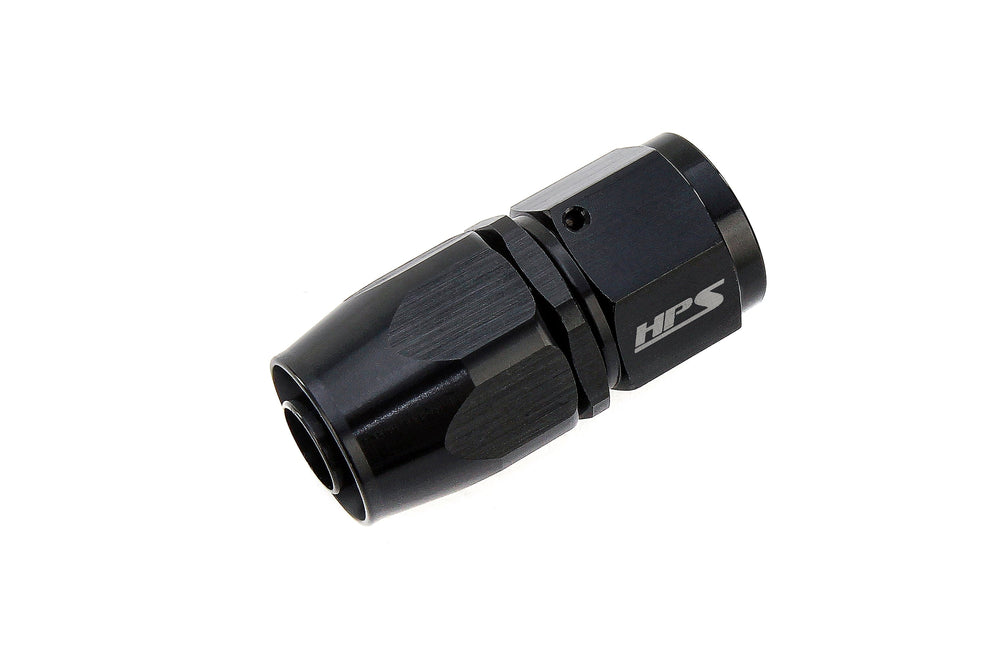 HPS Performance Straight -6 Compression Double Swivel Hose End to AN Female Aluminum Black