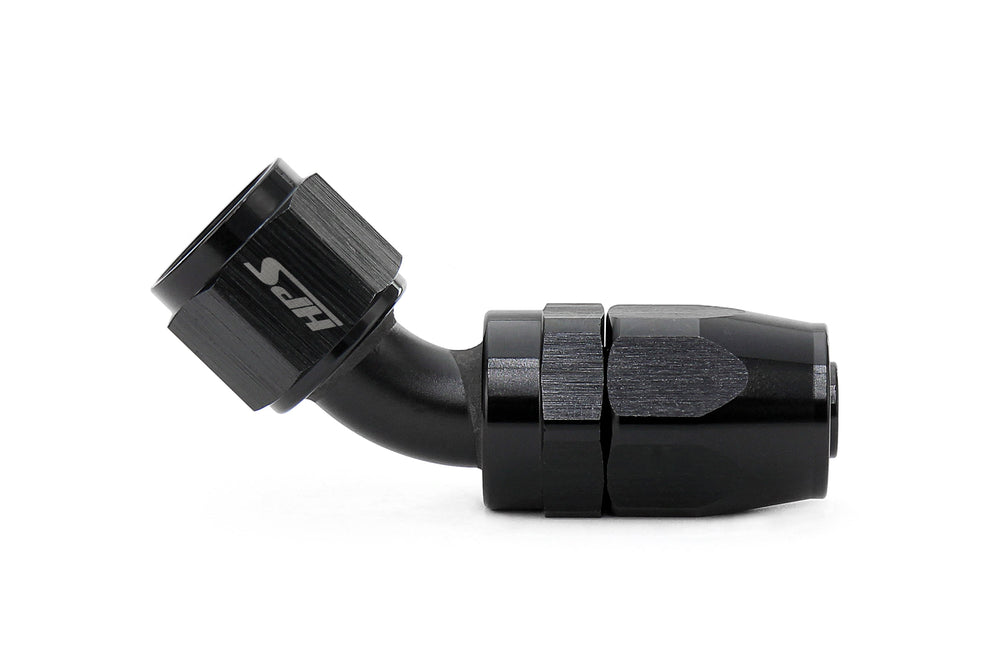 HPS Performance 45 Degree -6 Compression Double Swivel Hose End to AN Female Aluminum Black