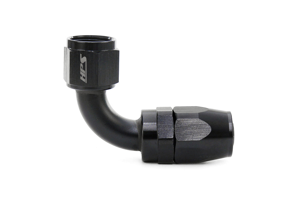 HPS Performance 90 Degree -12 Compression Double Swivel Hose End to AN Female Aluminum Black