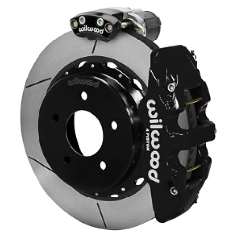 Wilwood 88-98 GM C1500 Aero4 Rear Electronic Parking Brake Kit 14in Rotor 3.25in Offset - Blk
