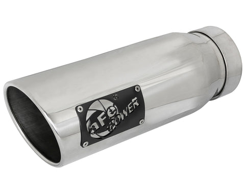 aFe MACH Force-Xp 304 SS Clamp-on Exhaust Tip Polished Left Side 4 IN Inlet x 5 IN Outlet x 12 IN L