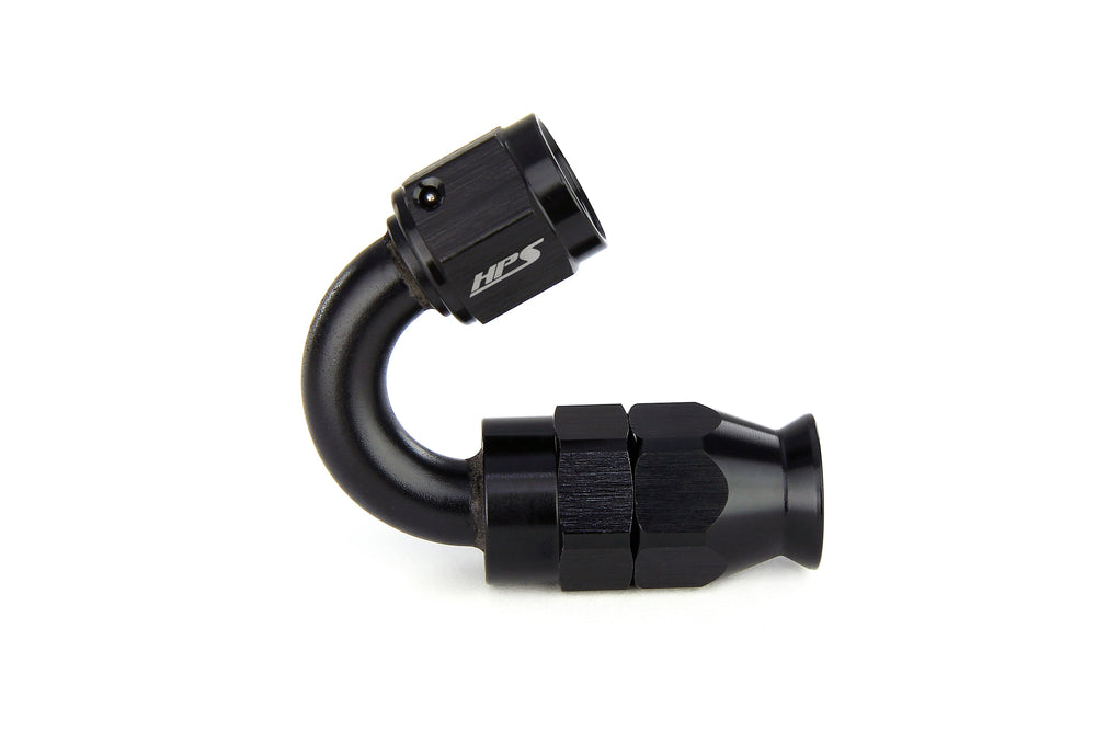 HPS Performance 150 Degree -6 Compression Teflon Hose End to AN Female for Stainless Steel Reinforced PTFE Hose Aluminum Black