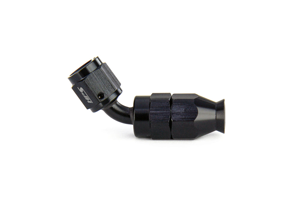 HPS Performance 45 Degree -4 Compression Teflon Hose End to AN Female for Stainless Steel Reinforced PTFE Hose Aluminum Black