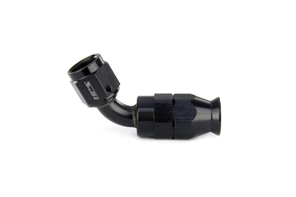 HPS Performance 60 Degree -6 Compression Teflon Hose End to AN Female for Stainless Steel Reinforced PTFE Hose Aluminum Black