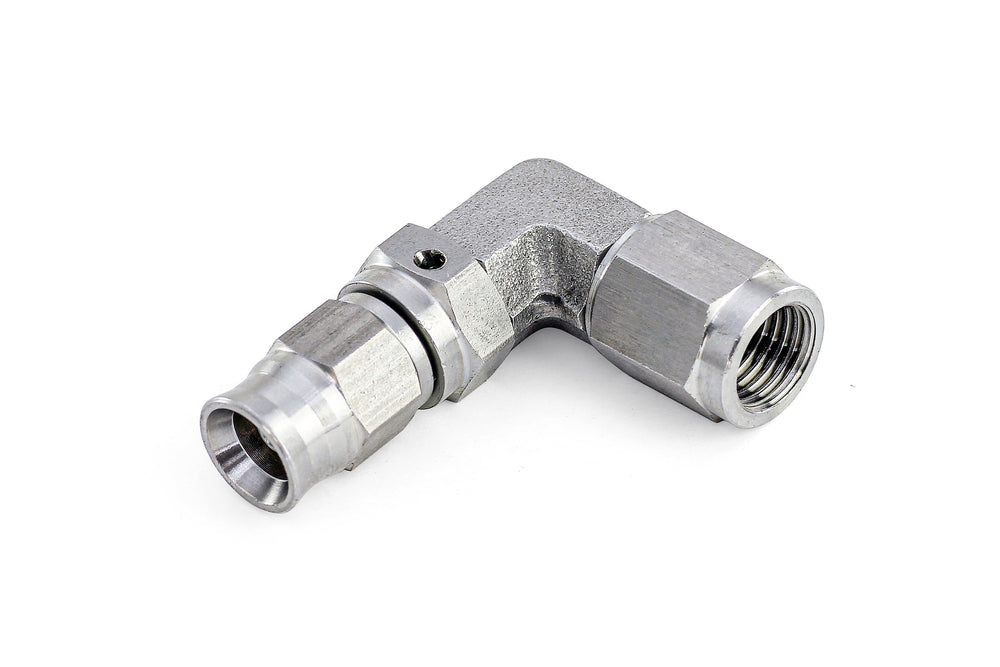 HPS Performance 90 Degree -3 Compression Teflon Hose End to AN Female for PTFE Hose Stainless Steel