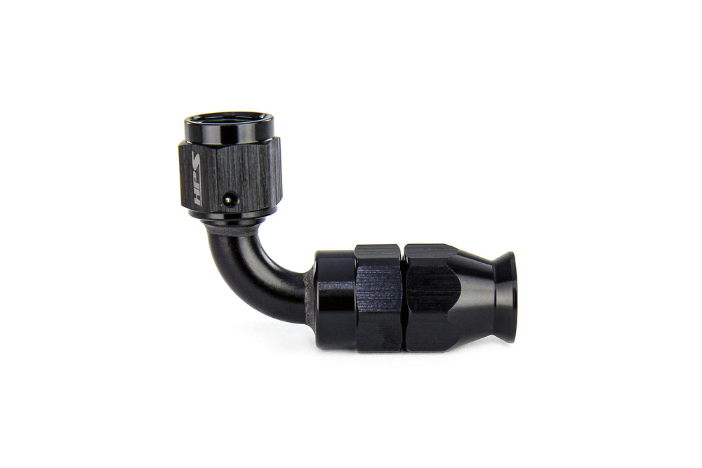 HPS Performance 90 Degree -8 Compression Teflon Hose End to AN Female for Stainless Steel Reinforced PTFE Hose Aluminum Black