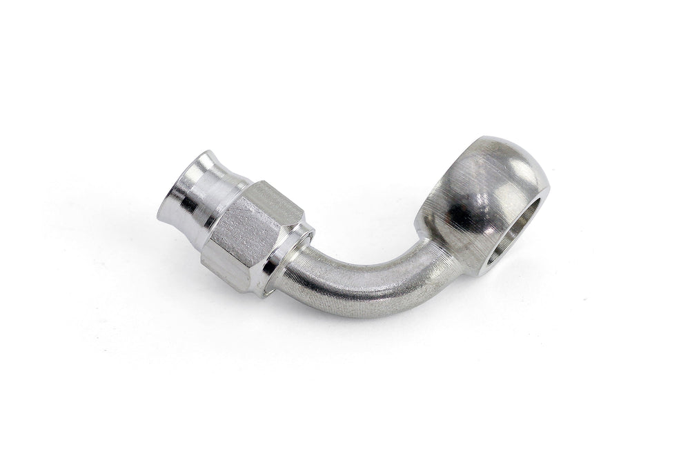 HPS Performance 90 Degree -3 Compression Teflon Hose End to AN Female with 10mm Banjo for PTFE Hose Stainless Steel