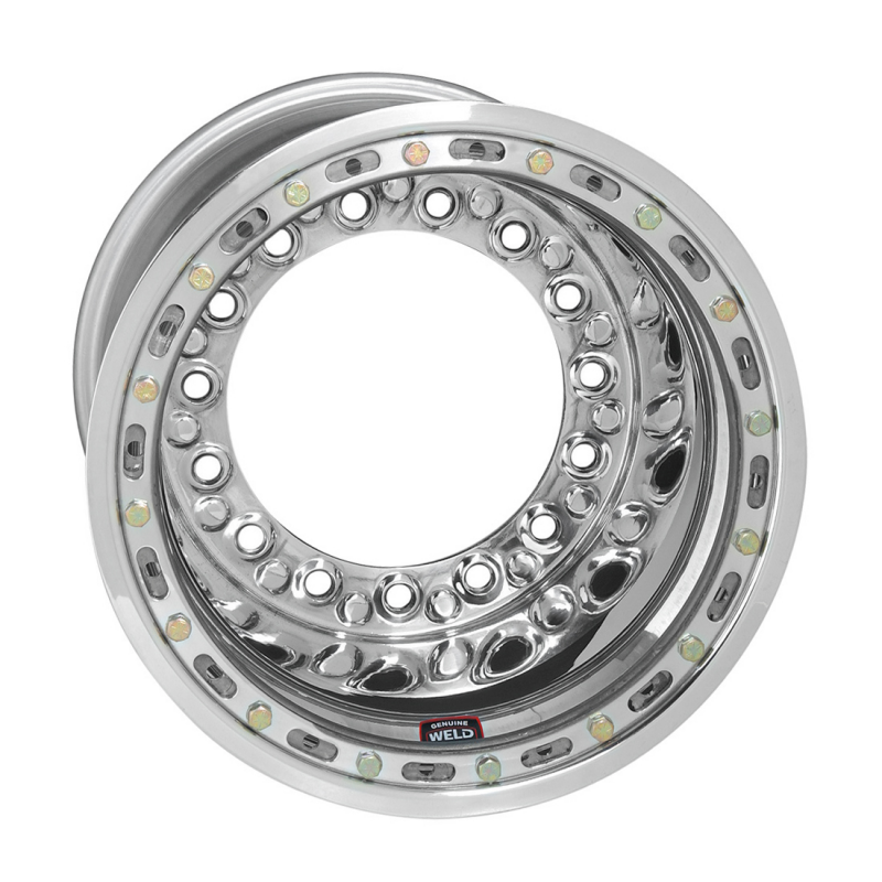 Weld Wide 5 XL 15x13 / 5x10.25 / 4 BS - Polished Shell - Black Mod OBL Wheel