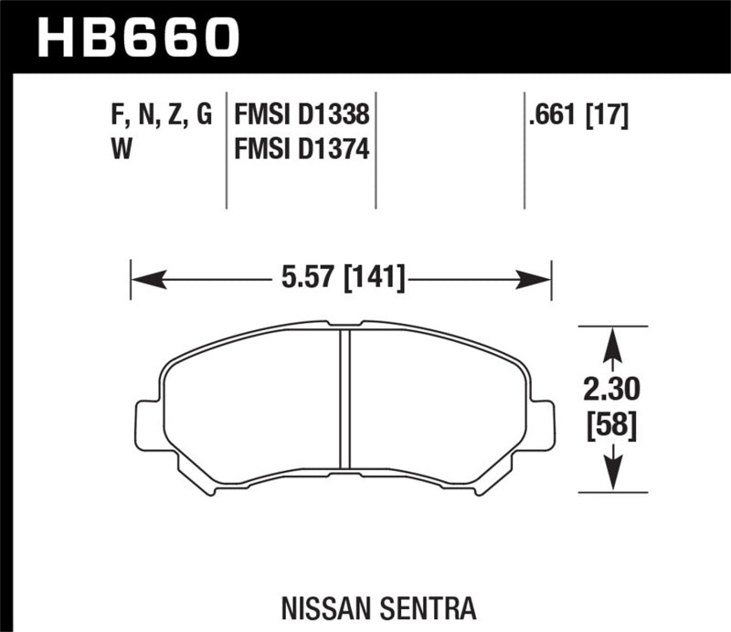 Hawk 09-10 Nissan Maxima / 08-10 Rogue / 07-09 Sentra SE-R / 10  Sentra SE-R M/T  HP+ Autocross Fron