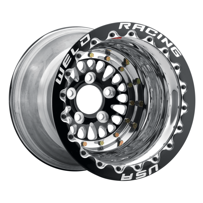 Weld RPM 15x10 / 5x4.75 / 5 BS / 3.18 HB - Black Center - Polished Shell - Non-BL Wheel