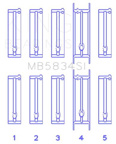 King Engine Bearings ChevrolET 121Ci/Ln2 134Ci Housing Bore +.002 (Size +1.0mm) Main Bearing Set