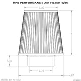 HPS Performance Air Filter 2.75" ID, 5.75" Element Length, 7.5" Overall Length