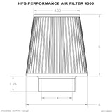 HPS Performance Air Filter 4" ID, 6" Element Length, 7.75" Overall Length