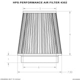 HPS Performance Red 6" Air Filter, 5" Length, 7.5" Base, 5" Top, HPS-4302-RED