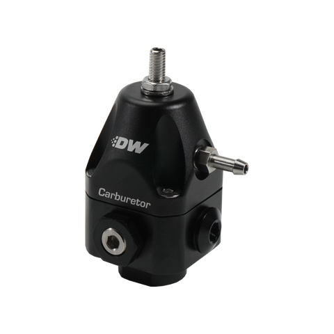 DeatschWerks Compact Carburetor Adjustable Fuel Regulator 6AN x4 Inlets - 6AN Return - Black