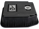 aFe POWER Transmission Pan Ford Trucks 80-92 (AOD Transmission)- Black w/ Machined Fins
