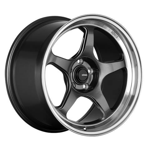Konig Hyperspec 15x7 4x100 ET35 Anthracite Metallic Wheel w/ Mirror Machined Lip (Knurled Bead)