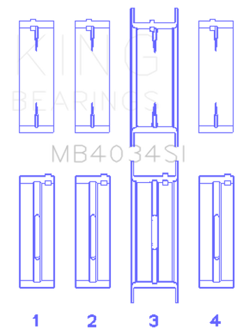 King Engine Bearings Ford 232 (Size +0.75mm) Main Bearing Set