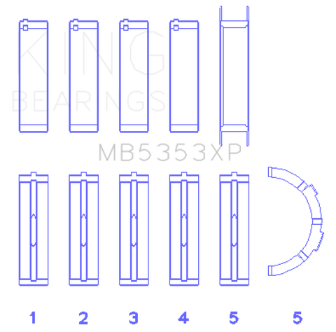 King Engine Bearings Ford 281 4.6L Sohc 16V (Size +0.25mm) Main Bearing Set