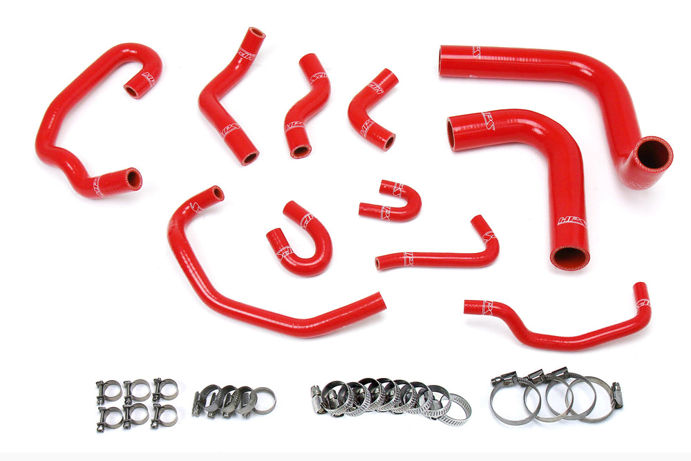 HPS Performance High Temp Reinforced Silicone Radiator and Heater Coolant Hose Kit Red 57-1654-RED
