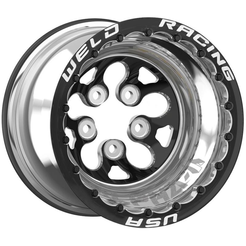 Weld Alpha-1 15x10 / 5x4.5 / 3 BS / 3.18 HB - Gloss Black Center - Gloss Black Shell - DBL MT Wheel