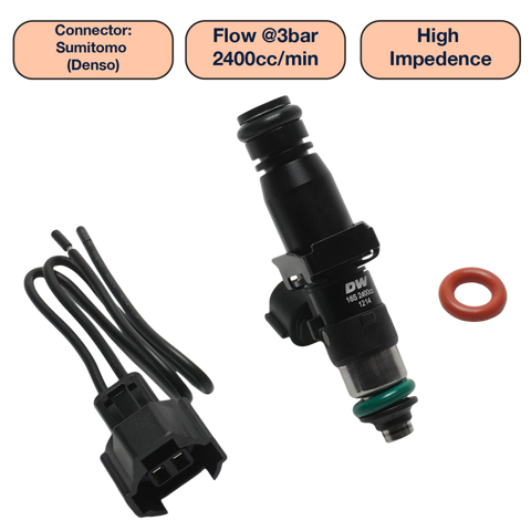 DeatschWerks Universal 2400cc Single Fuel Injector / 60mm Length / 14mm O-Ring Seals