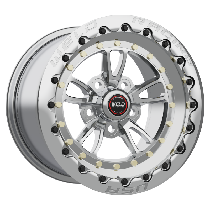 Weld Full Throttle Beadlock 15x10/5x4.75/4.5 BS/3.18 HB-Polished Cntr-Pol. Shell-Pol. SBL MT Wheel