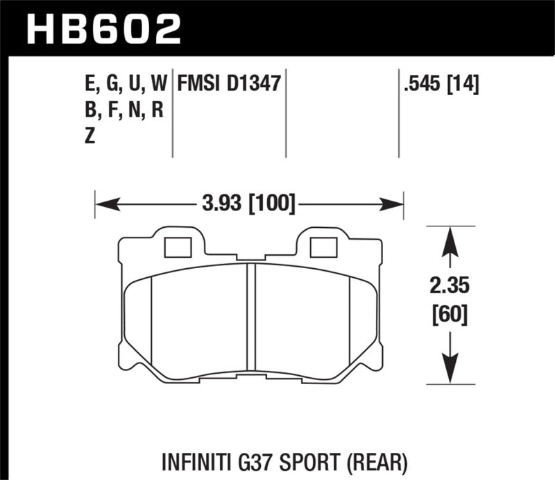 Hawk 14-19 Infiniti Q50 Rear ER-1 Brake Pads