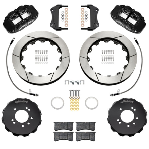 Wilwood 95-98 Nissan Skyline Superlite 6R Front BBK w/ 12.88in Slotted Rotors & Flexlines - Black