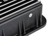 aFe POWER Transmission Pan Ford Trucks 80-92 (AOD Transmission)- Black w/ Machined Fins